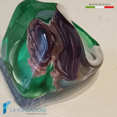 Anello a fascia Cubo Calcedonio Verde